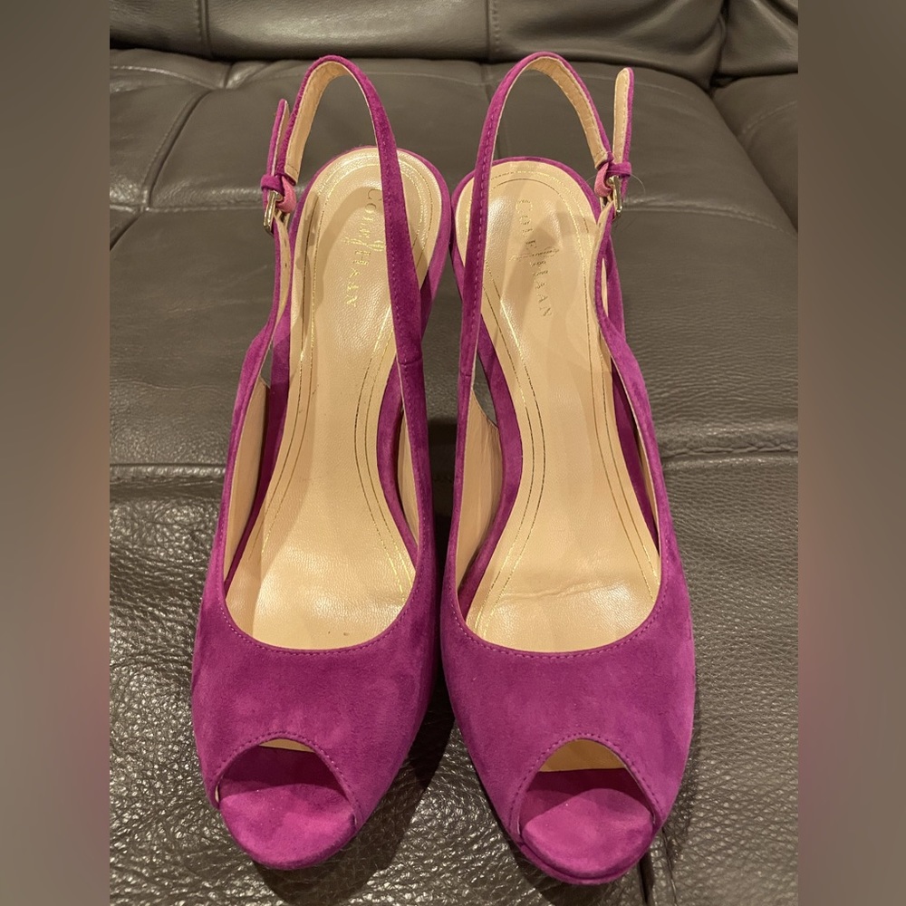 Cole Haan Nike Air Stiletto Purple Gold Heel 8.5 like new